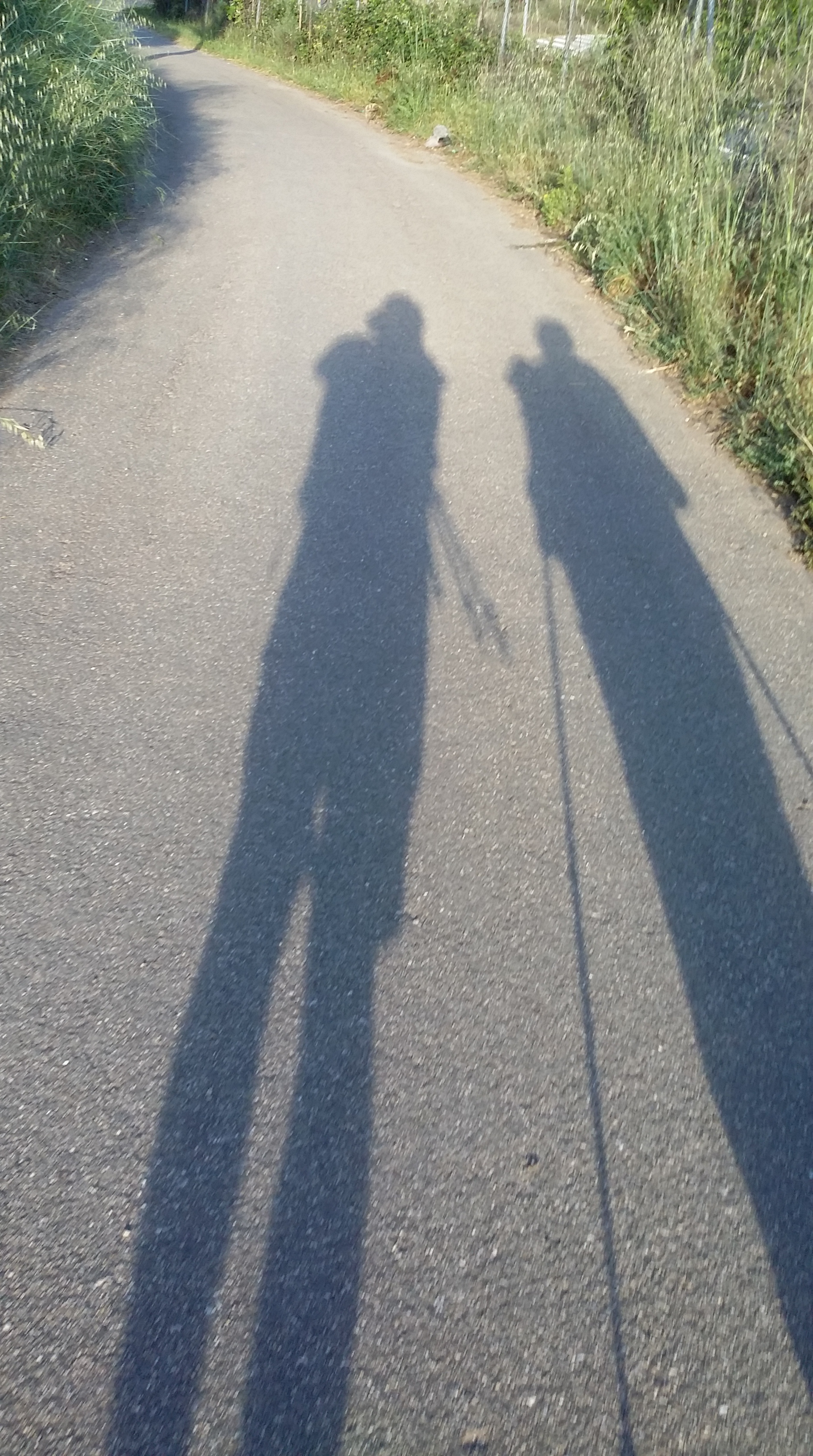Eu e minha "parceirona"... em contato com nossas sombras, no Caminho de Santiago
