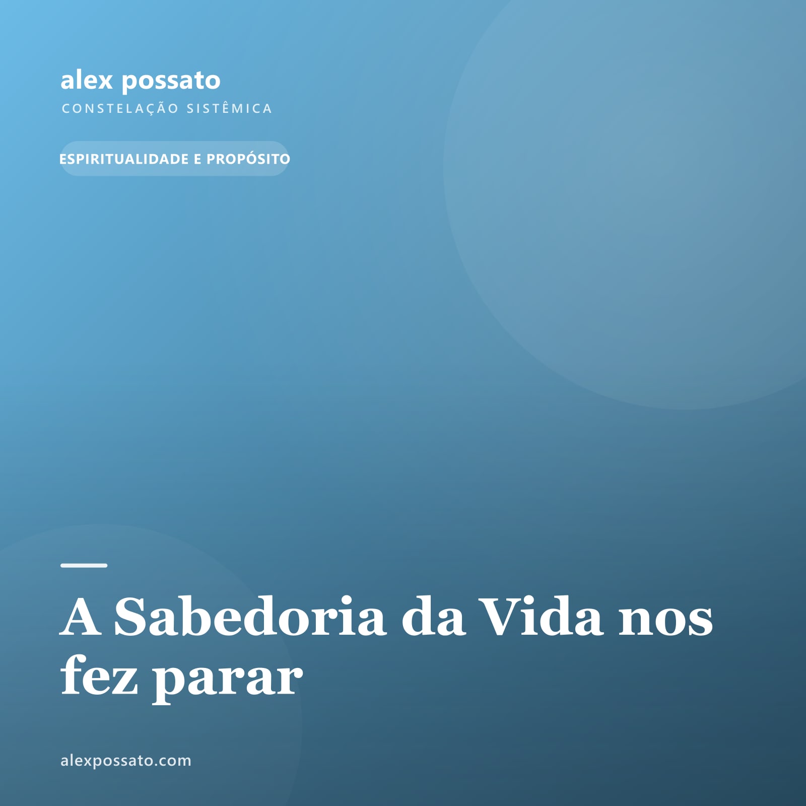 A Sabedoria da Vida nos fez parar