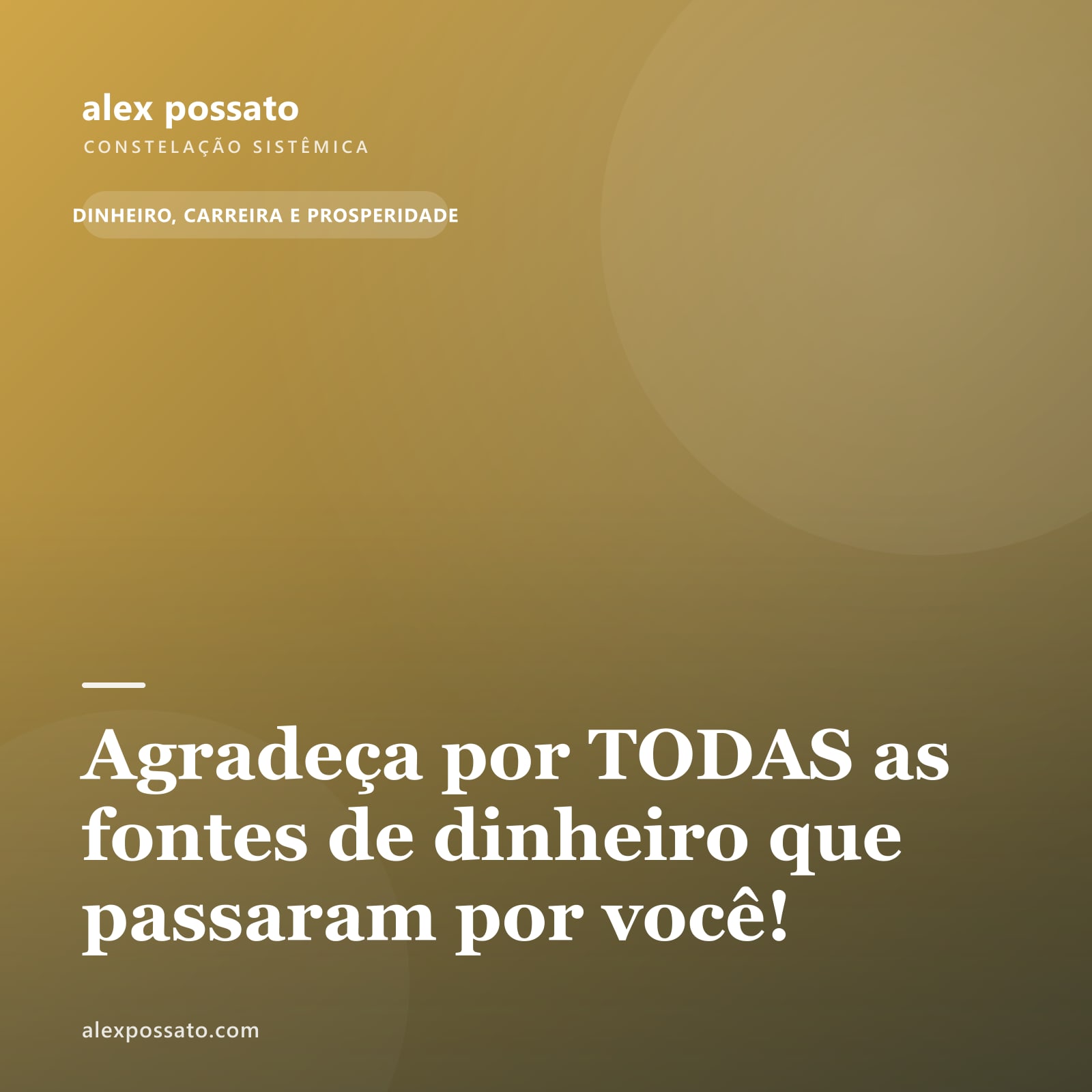 Agradeça por TODAS as fontes de dinheiro que passaram por você!
