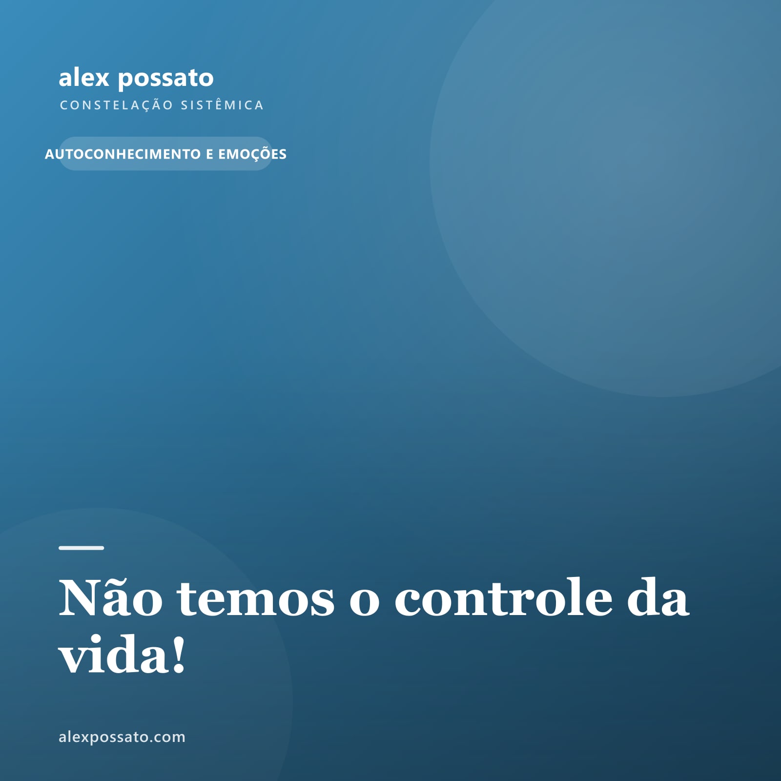 Não temos o controle da vida!