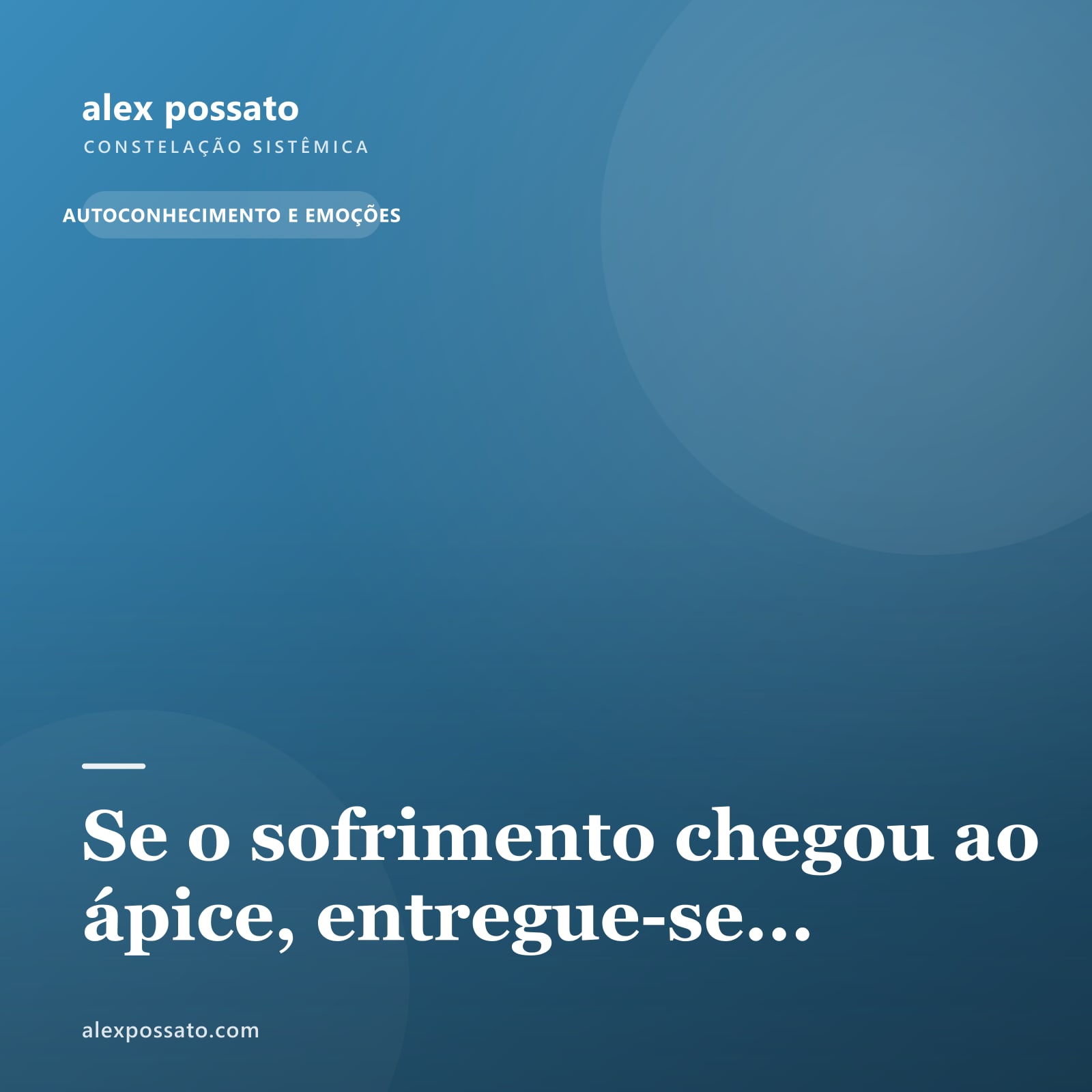 Se o sofrimento chegou ao ápice, entregue-se...